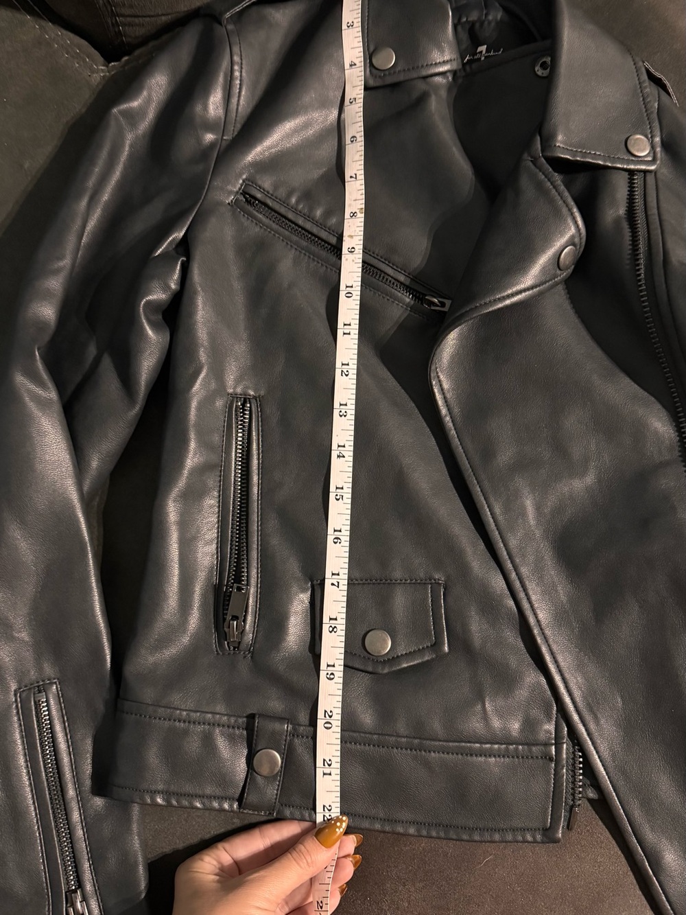 7 For All Mankind Black faux Leather Moto Jacket - Picture 4 of 7